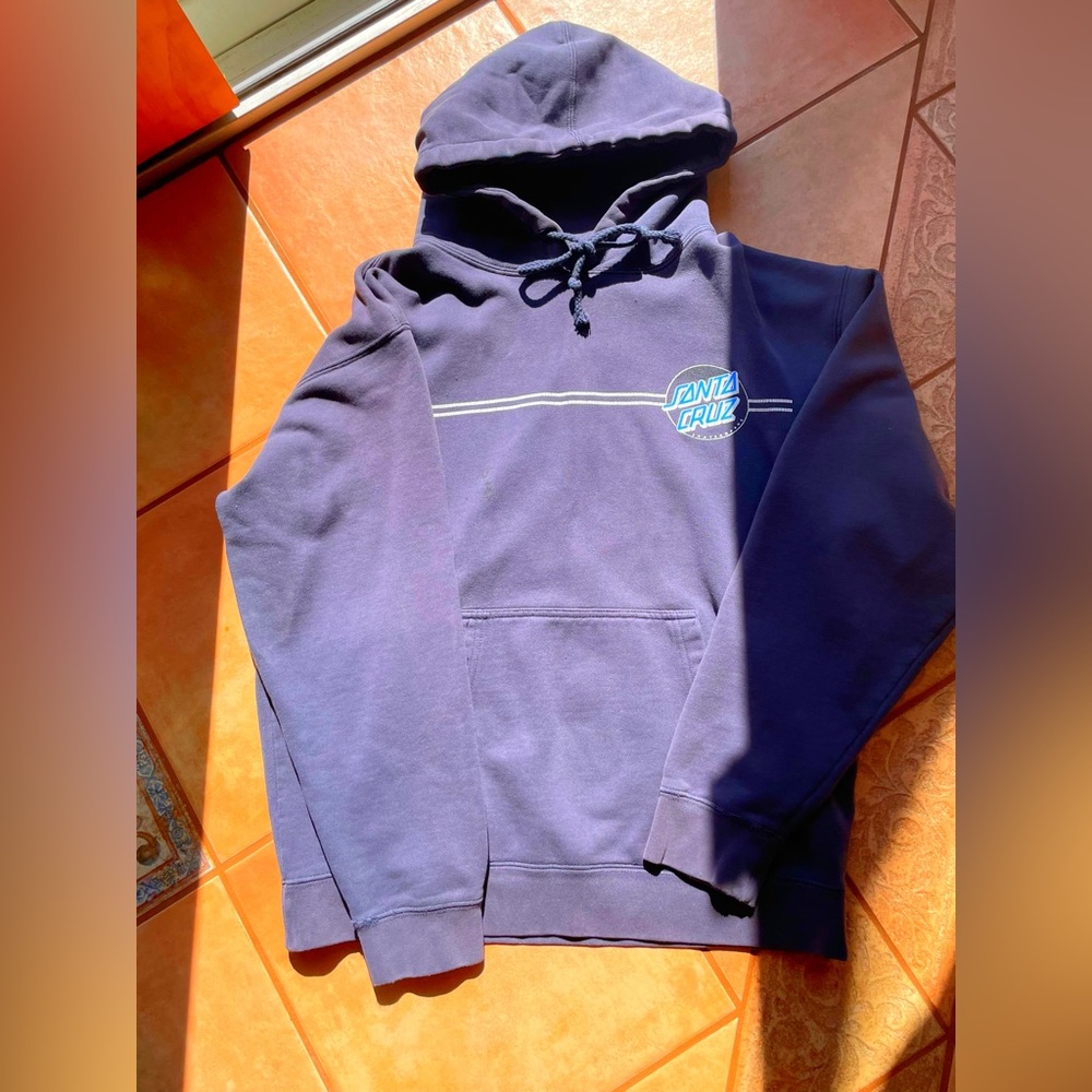 Santa Cruz Skateboards Hoodie Men’s Large Blue Cotton Poly Blend Pullover